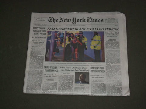 2017 MAY 23 NEW YORK TIMES - FATAL MANCHESTER CONCERT BLAST IS CALLED TERROR