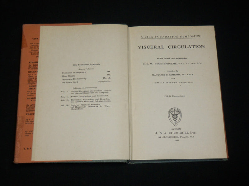 1952 VISCERAL CIRCULATION - CIBA SYMPOSIUM HARDCOVER BOOK - KD 6464