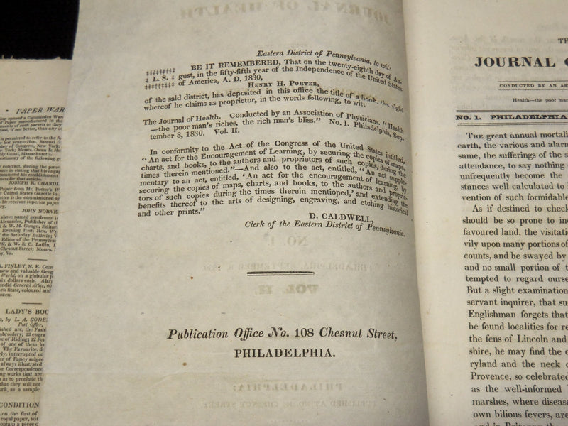 1828-1831 THE JOURNAL OF HEALTH MAGAZINE LOT OF 47 - PHILADELPHIA - O 2922E