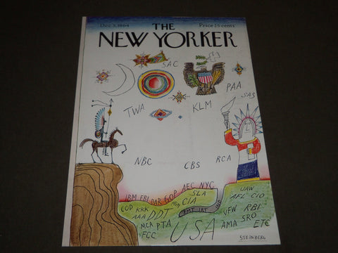 1964 DECEMBER 5 NEW YORKER MAGAZINE FRONT COVER ONLY BY SAUL STEINBERG