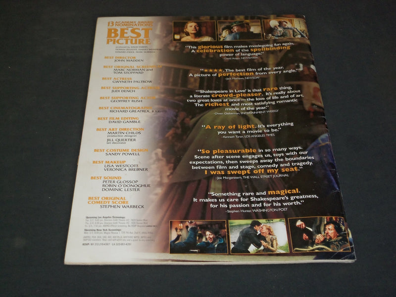 1999 MARCH 1-7 VARIETY MAGAZINE - SHAKESPEARE IN LOVE - SP 3326
