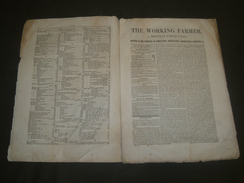 1856 FEBRUARY 1 THE WORKING FARMER DEVOTED TO AGRICULTURE NEWSPAPER - NP 4248