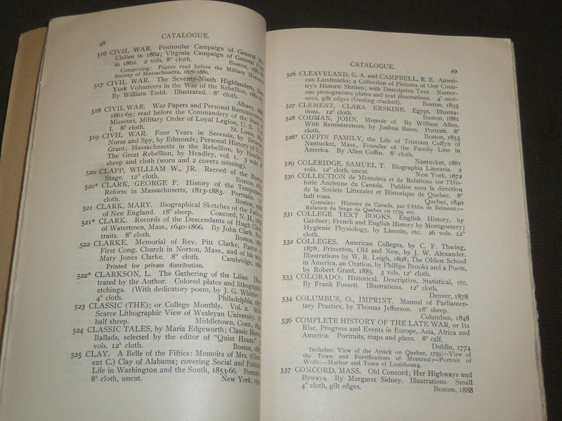 1905 JOHN S. BALDWIN AMERICANA AUCTION CATALOGUE - MASSACHUSETTS - J 5220