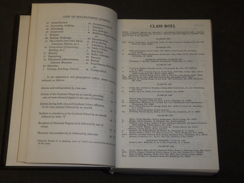 1967 PRINCETON UNIVERSITY ALUMNI DIRECTORY BOOK 24TH EDITION - KD 5166