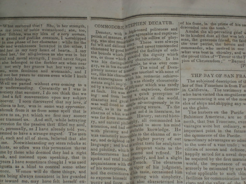 1846 DECEMBER 26 MASSACHUSETTS PLOUGHMAN NEWSPAPER - COMMODORE DECATUR - NP 5140