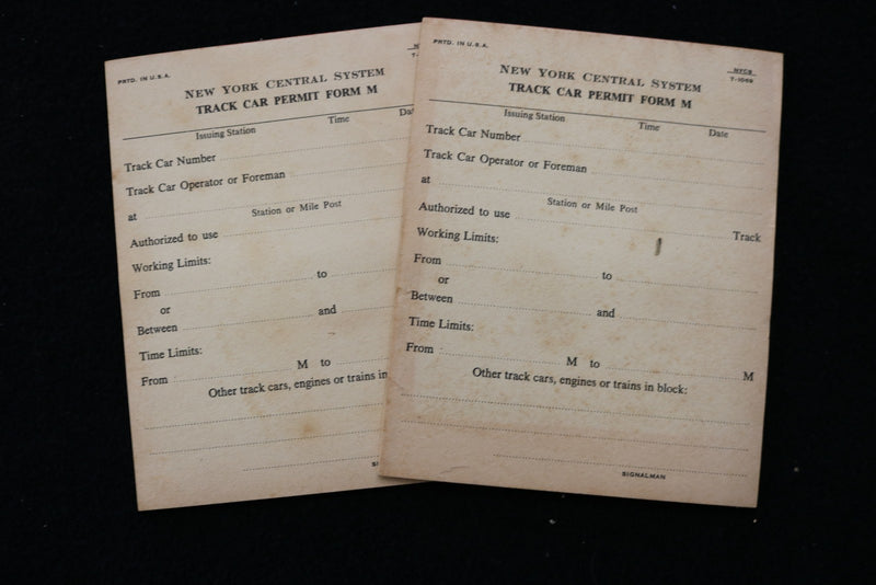 1950'S NEW YORK CENTRAL SYSTEM EPHEMERA LOT - CONDUCTOR - TRACK CAR - K 3085