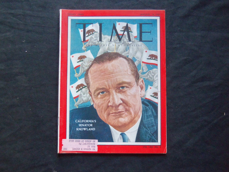 1957 JANUARY 14 TIME MAGAZINE - CALIFORNIA'S SENATOR WILLIAM KNOWLAND - T 1572