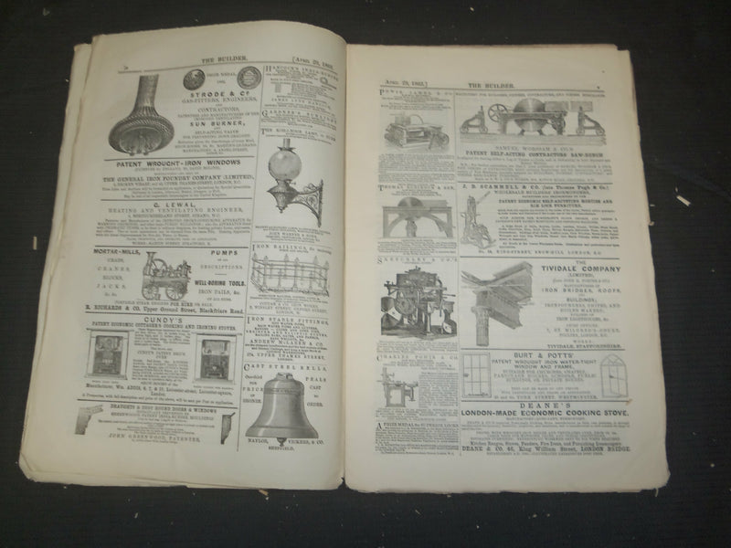 1865 APRIL 29 THE BUILDER ARCHITECT MAGAZINE - ILLUSTRATIONS - ST 415L