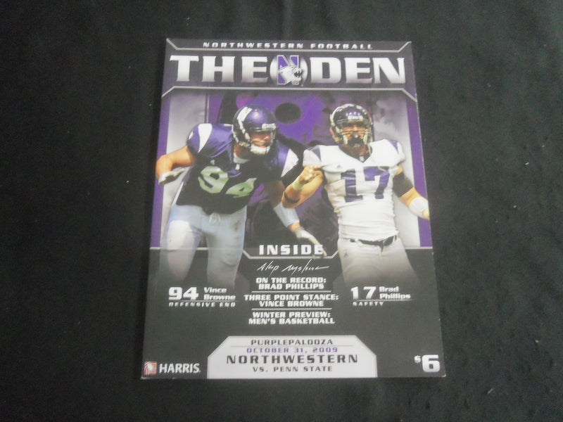 2009 OCTOBER 31 FOOTBALL PROGRAM - NORTHWESTERN UNIV VS PENN STATE UNIV- B 5534B