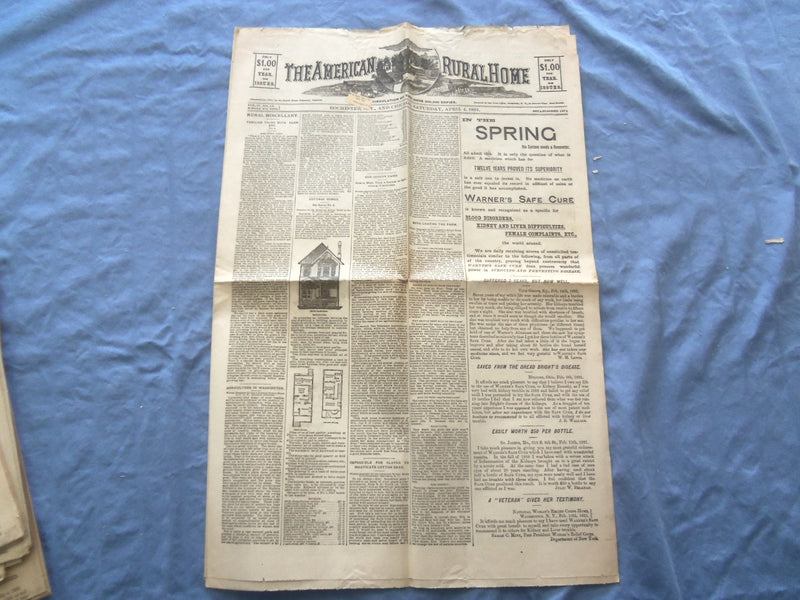 1891 THE AMERICAN RURAL HOME NEWSPAPER - LOT OF 7 - ROCHESTER, NEW YORK - NP 842