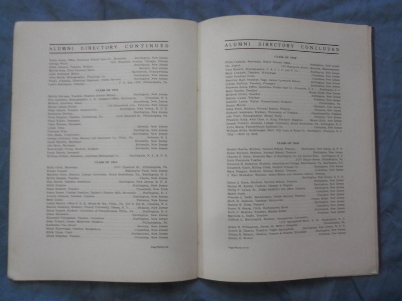 1914 THE BLUE AND GOLD BURLINGTON HIGH SCHOOL YEARBOOK -BURLINGTON, NJ - YB 3387