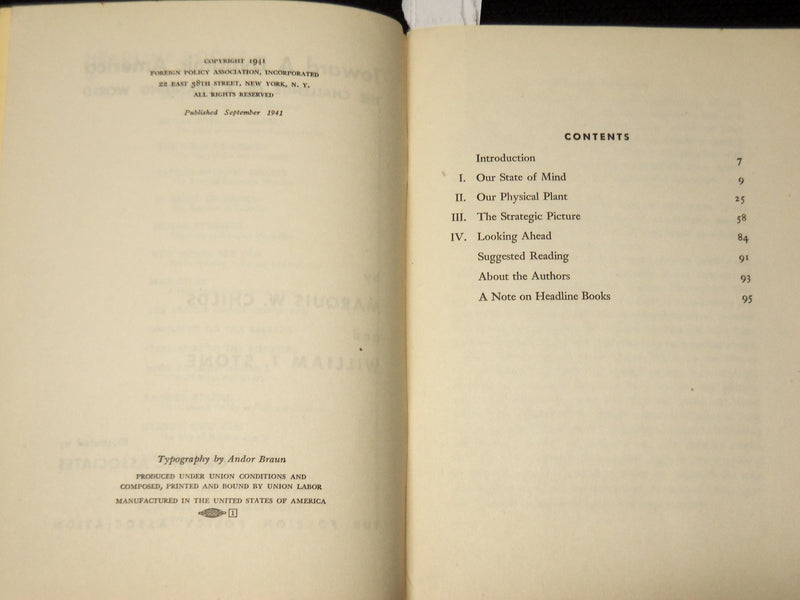 1941 TOWARD A DYNAMIC AMERICA BOOK BY MARQUIS CHILDS & WILLIAM STONE - K 617
