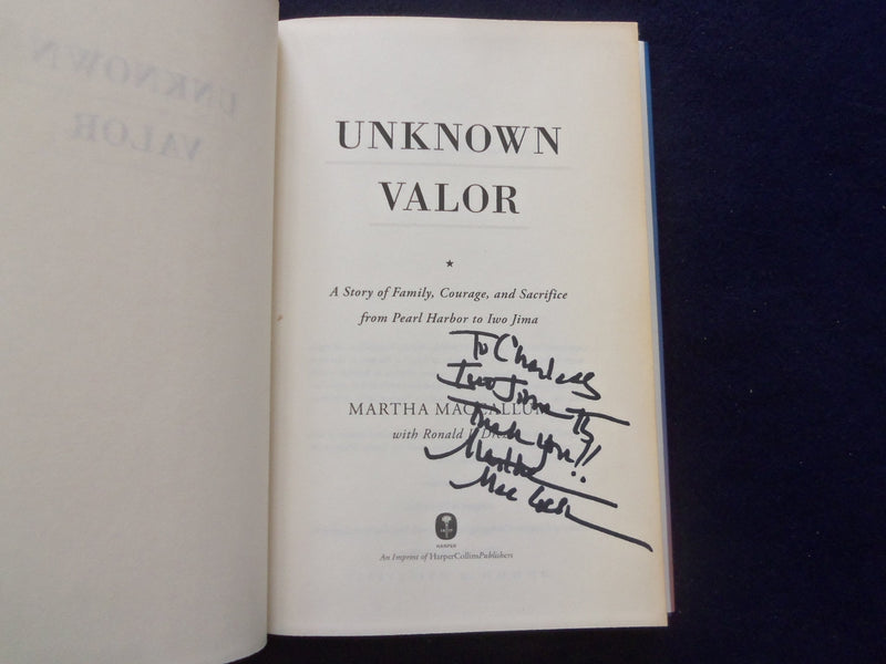 2020 UNKNOWN VALOR HARDCOVER BOOK - INSCRIBED BY MARTHA MACCALLUM - KD 8540