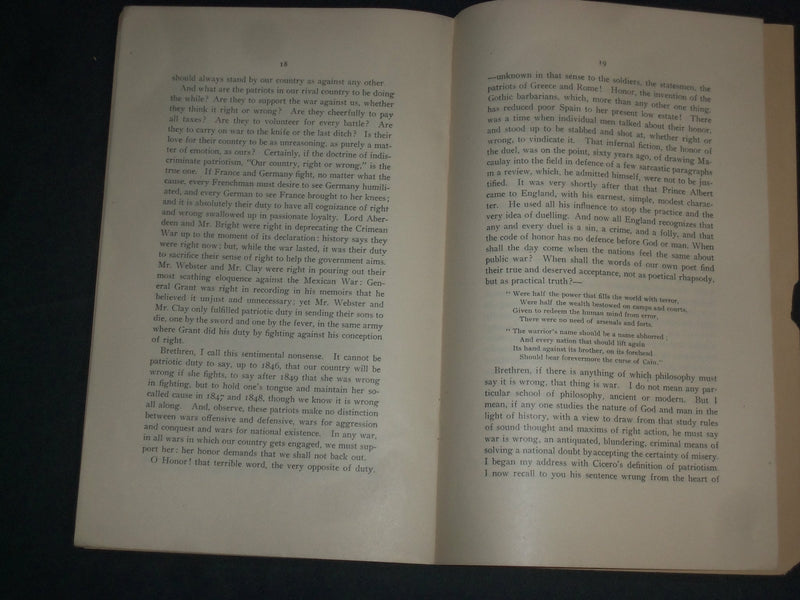 1901 PATRIOTISM ORATION - HARVARD COMMENCEMENT - WILLIAM EVERETT - J 4389