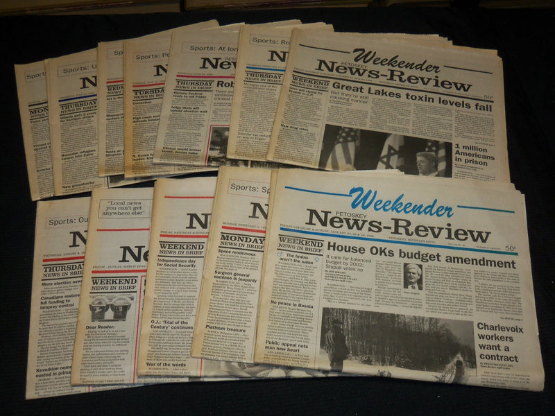 1994-1996 PETOSKEY NEWS REVIEW NEWSPAPERS LOT OF 12 - MICHIGAN - NP 4250A