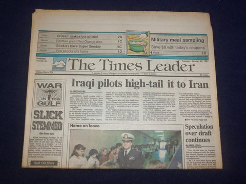 1991 JAN 29 WILKES-BARRE TIMES LEADER -IRAQI PILOTS HIGH-TAIL TO IRAN - NP 8092
