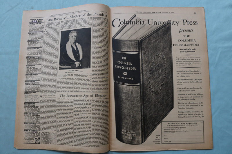 1935 OCTOBER 20 NEW YORK TIMES BOOK REVIEW SECTION - SINCLAIR LEWIS - NP 9168