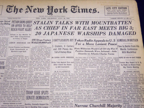 1945 JUL 26 NEW YORK TIMES - STALIN TALKS WITH MOUNT BATTEN - NT 387