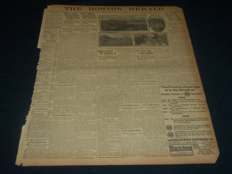 1909 JULY 31 THE BOSTON HERALD - WRIGHT SMASHES RECORDS IN FLIGHT - BH 212