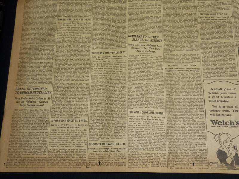 1917 JANUARY 22 NEW YORK TIMES - GERMANY PLANNING ACTUAL BLOCKADE - NT 8754