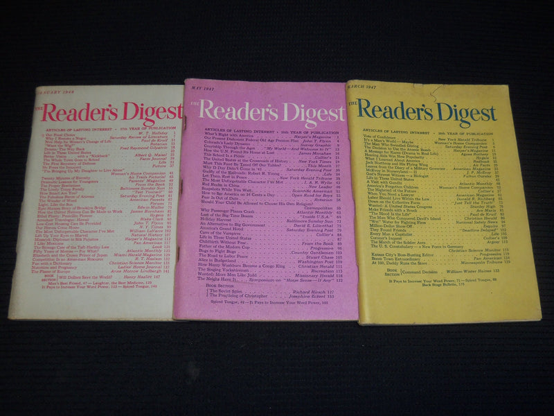1947-1949 READER'S DIGEST MAGAZINES LOT OF 9 ISSUES - WR 631A