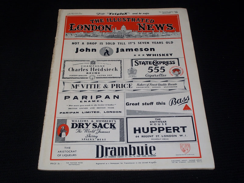 1955 JANUARY 1 ILLUSTRATED LONDON NEWS MAGAZINE NICE COVERS & ADS - E 4270