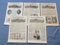 1852 LA ILUSTRACION PERIODICO UNIVERSAL NEWSPAPER - LOT OF 5 - NP 8414