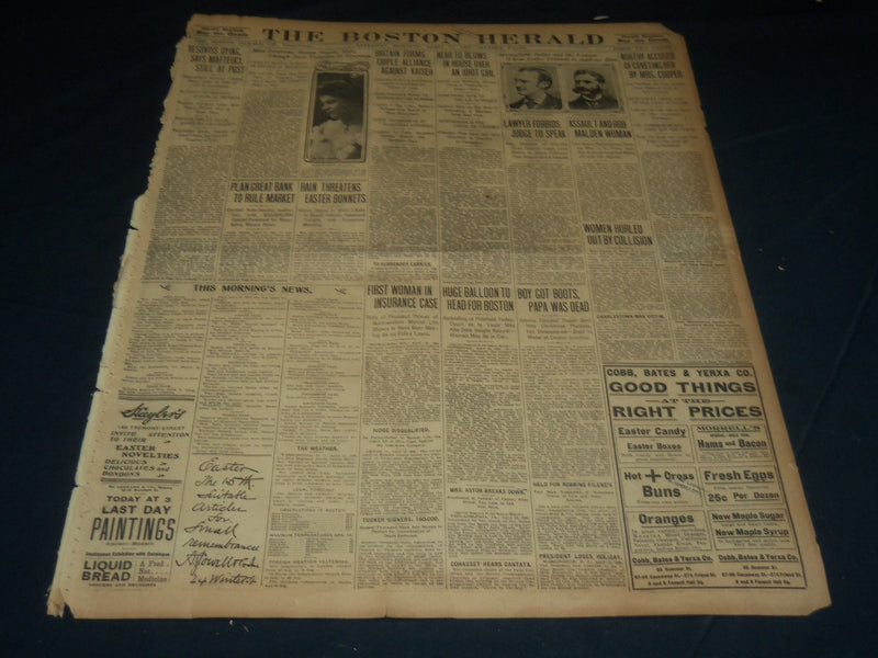 1906 APRIL 14 THE BOSTON HERALD NEWSPAPER - VESUVIUS DYING SAY MATTEUCI - BH 273