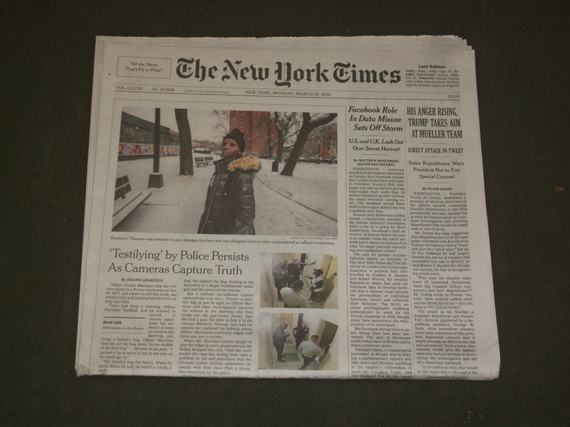 2018 MARCH 19 NEW YORK TIMES - HIS ANGER RISING, TRUMP TAKES AIM AT MUELLER TEAM