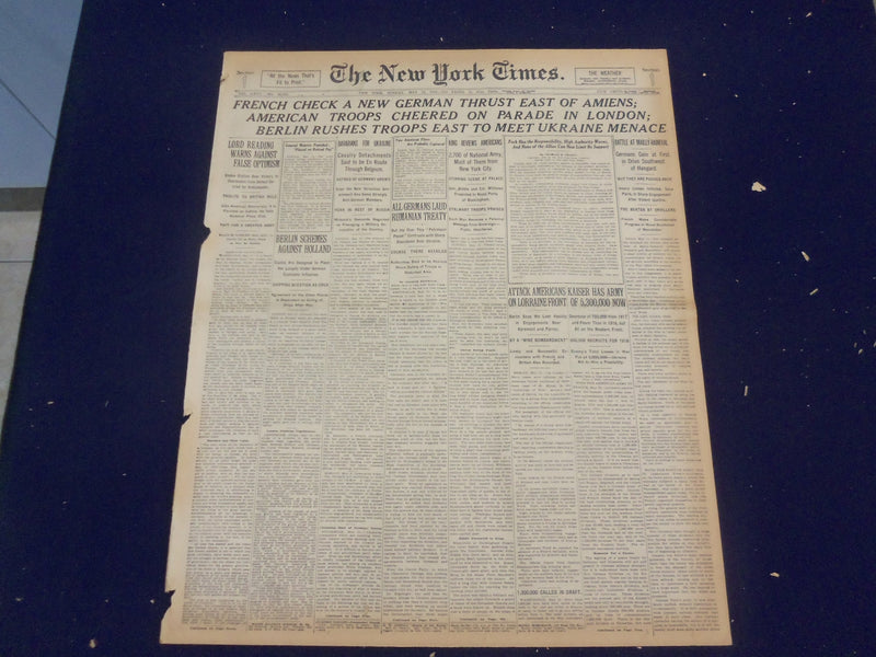 1918 MAY 12 NEW YORK TIMES - AMERICAN TROOPS CHEERED IN LONDON - NT 8179