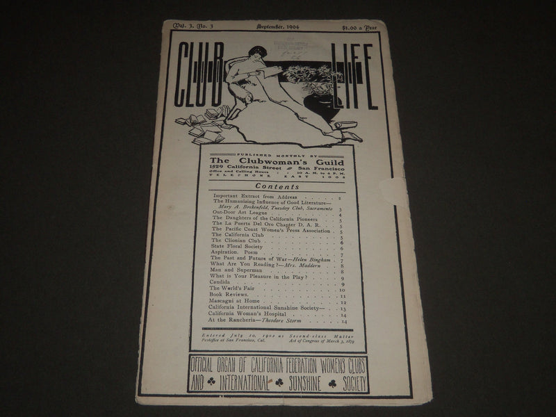 1904 SEPTEMBER CLUB LIFE WOMAN'S GUILD MAGAZINE - J 2584