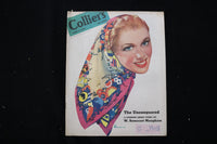 1943 APRIL 10 COLLIER'S MAGAZINE - A WOMAN'S FACE WITH SCARF COVER - E 11060