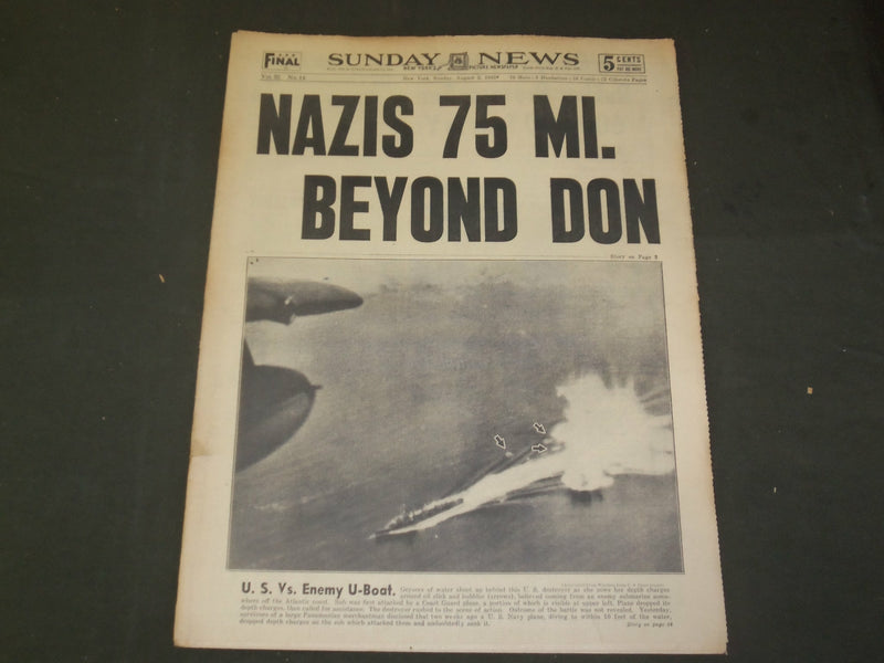 1942 AUGUST 2 NEW YORK SUNDAY NEWS - NAZIS 75 MI. BEYOND DON - NP 4300