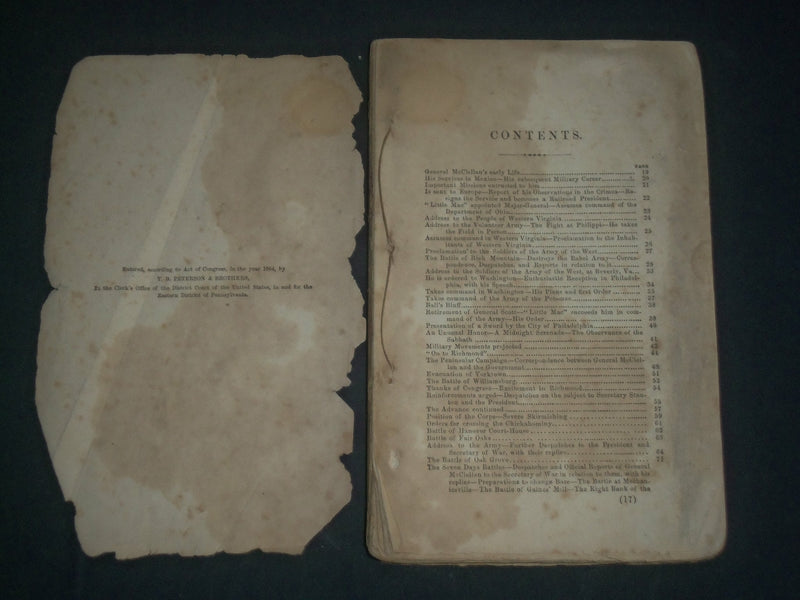 1864 THE LIFE CAMPAIGNS AND PUBLIC SERVICE OF GENERAL MCCLELLAN BOOK - KD 5446