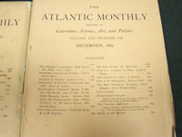 1885 THE ATLANTIC MONTHLY MAGAZINE LOT 8 ISSUES - STORIES & ARTICLES - WR 318