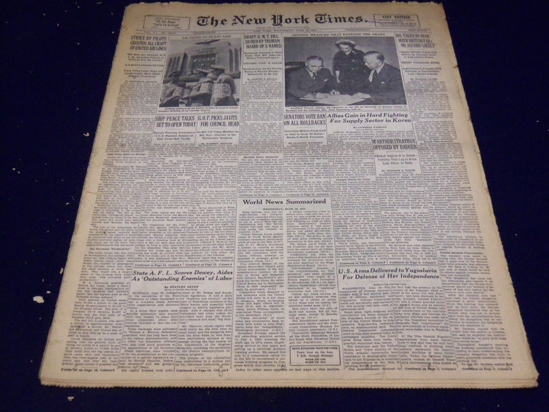 1951 JUNE 20 NEW YORK TIMES NEWSPAPER - TRUMAN EXTENDS DRAFT - NT 2461