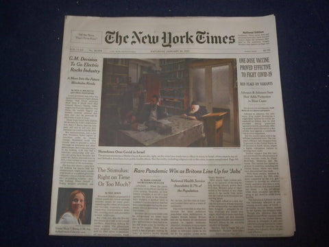 2021 JANUARY 30 NEW YORK TIMES - J&J ONE-DOSE VACCINE PROVED EFFECTIVE VS. VIRUS