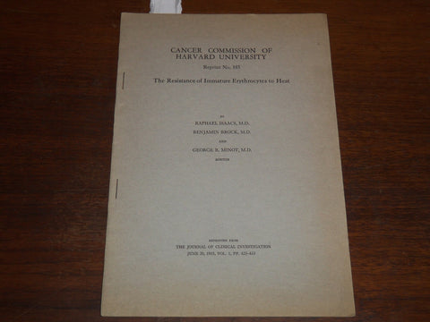 1925 CANCER COMMISSION OF HARVARD UNIVERSITY BULLETIN #185- ERYTHROCYTES- K 1097
