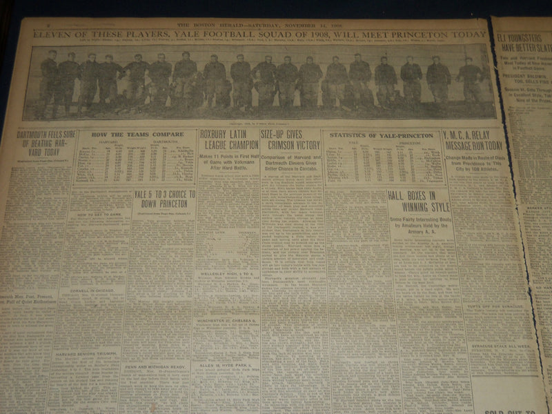 1908 NOVEMBER THE BOSTON HERALD - DARTMOUTH SURE OF BEATING HARVARD - BH 223