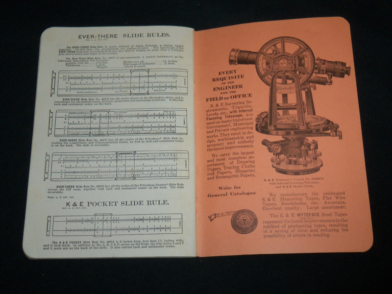 1944-1945 KEUFFEL & ESSER SLIDE RULE MANUALS & PRICELIST LOT OF 3 - J 6746