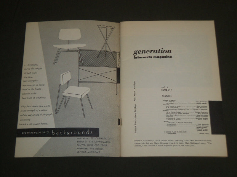 1951 WINTER GENERATION INTER-ARTS MAGAZINE -MICHIGAN- KENNETH JAY LANE - J 4644