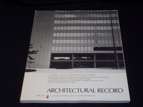1977 APRIL ARCHITECTURAL RECORD MAGAZINE - US EMBASSY TOKYO COVER - E 4166