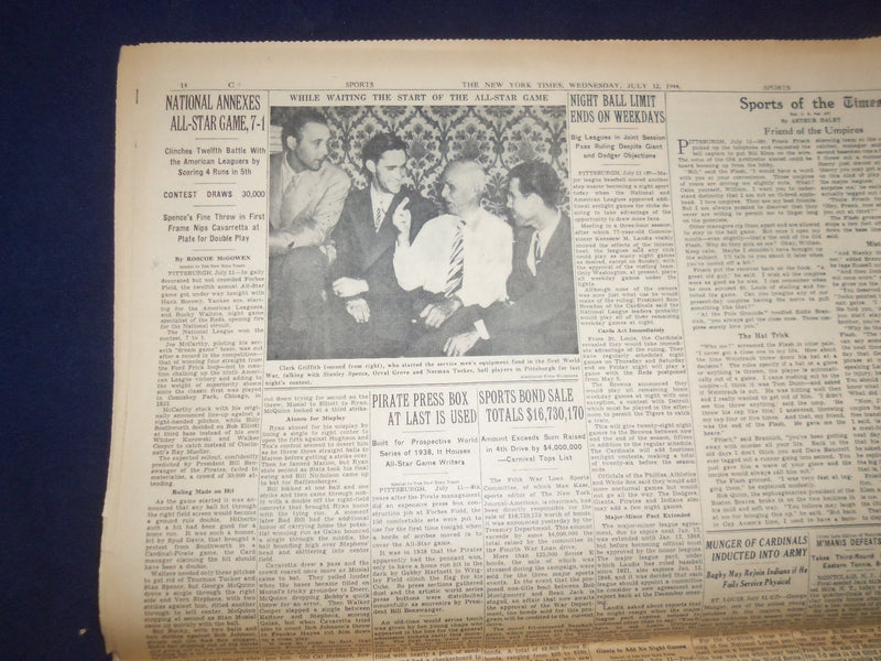 1944 JULY 12 NEW YORK TIMES - ROOSEVELT AGREES TO RUN FOR A FOURTH TERM- NP 6590