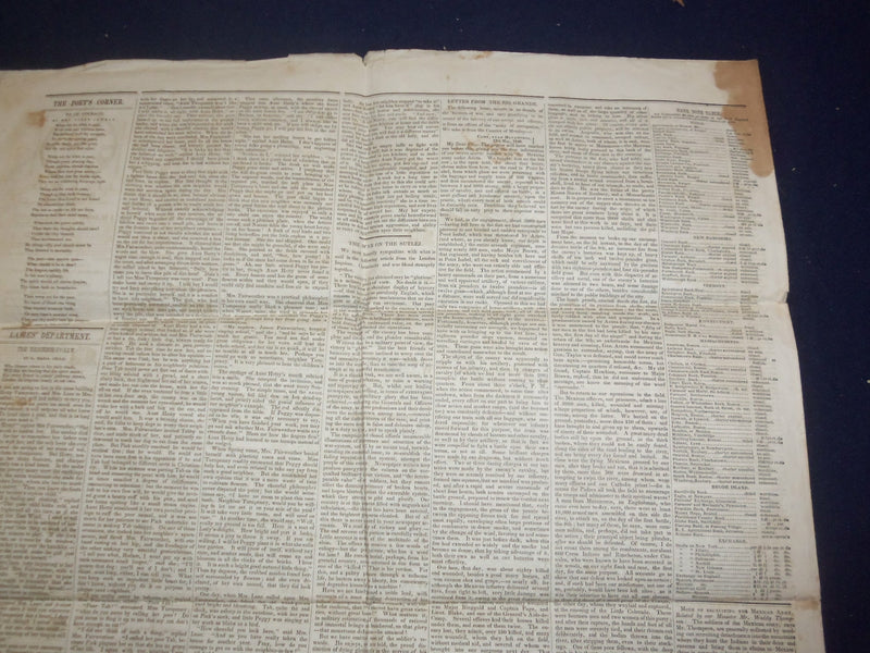 1846 JUNE 6 MASSACHUSETTS PLOUGHMAN NEWSPAPER - LETTER FROM RIO GRANDE - NP 5124