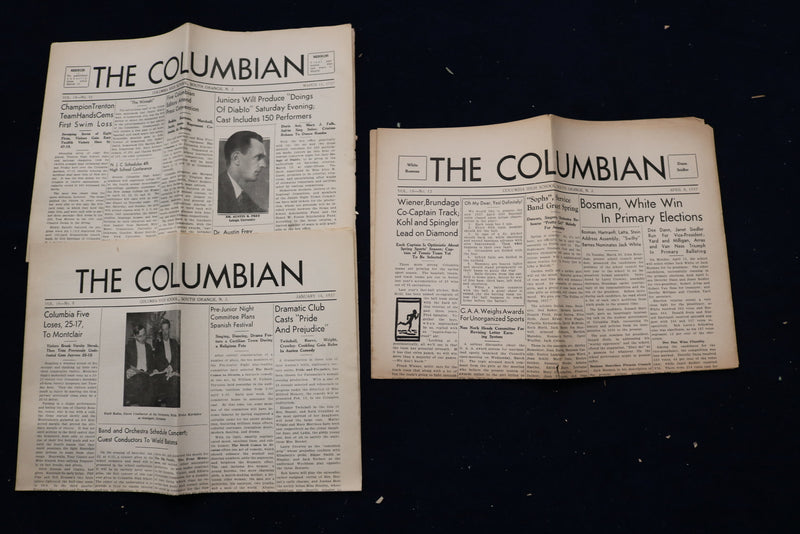 1935-1937 THE COLUMBIAN HIGH SCHOOL NEWSPAPER- S. ORANGE, NJ - LOT OF 28- O 3467