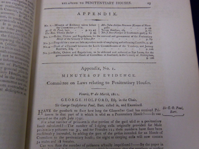 1824 REPORT FROM THE COMMITTEE ON PENITENTIARY HOUSES VOLUME - COMMON - KD 1913