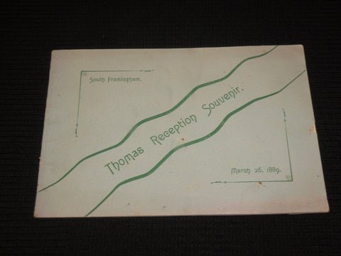 1889 MARCH 26 THOMAS RECEPTION SOUVENIR PROGRAM - PARA RUBBER SHOE CO. - J 7043