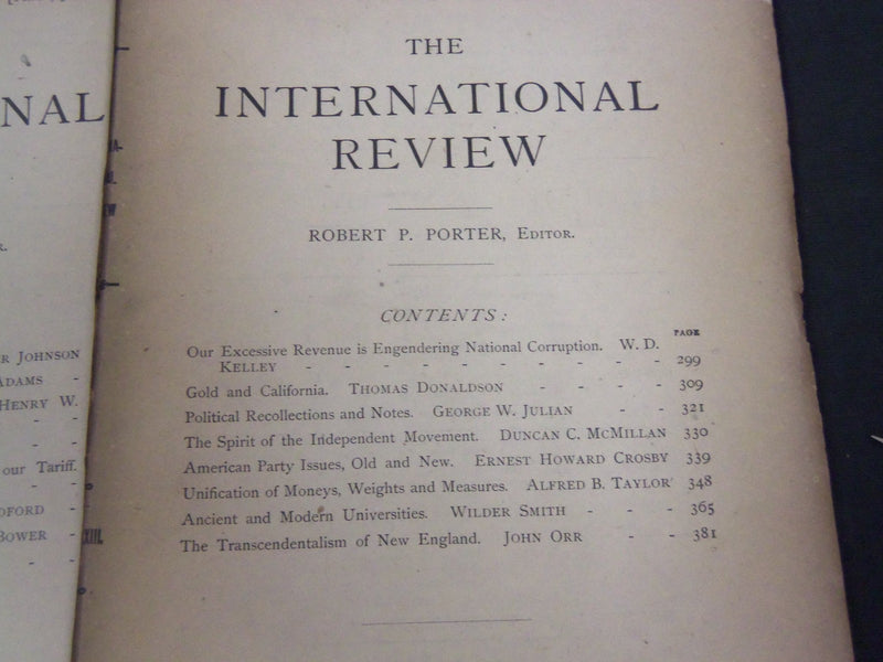 1882-1883 THE INTERNATIONAL REVIEW MAGAZINE LOT OF 8 - GREAT ARTICLES - WR 867