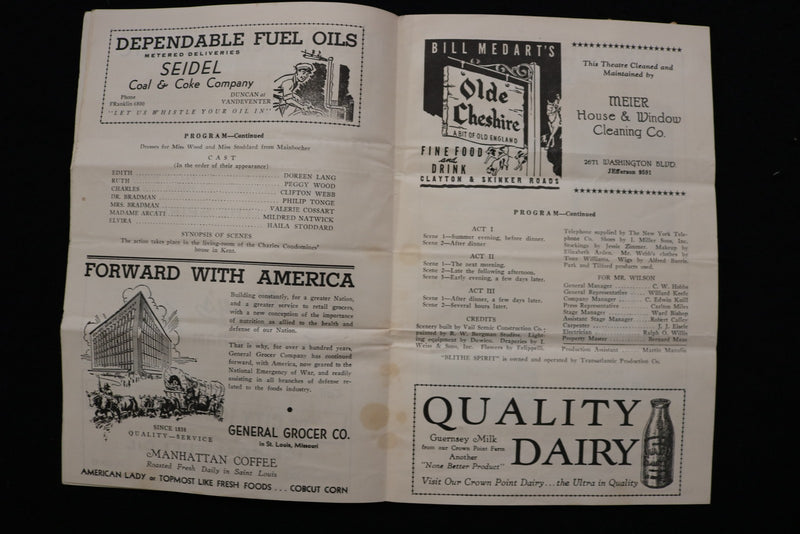 1943-1944 AMERICAN THEATRE PROGRAM - LOT OF 3 - ST. LOUIS - K 2815