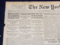 1916 JAN 12 NEW YORK TIMES- MEXICAN BANDITS KILL 16 AMERICANS OFF TRAIN- NT 9057